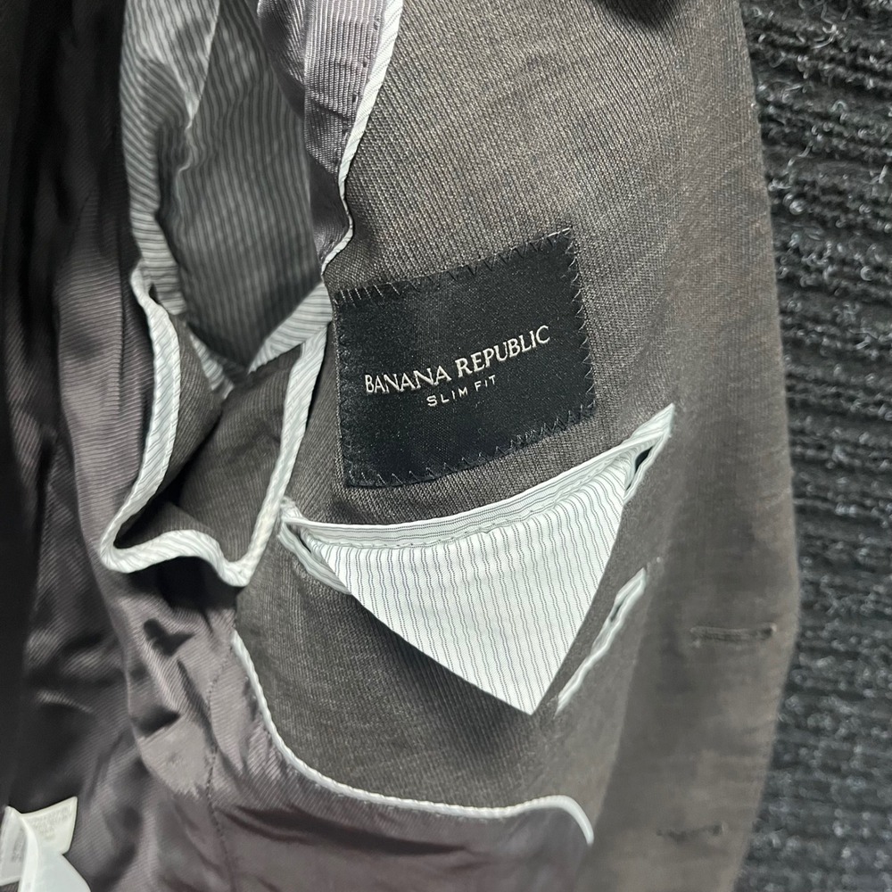 Banana Republic Mens 42R Slim Fit Blazer Grey Tessuto Marzotto Italian Fabric - Picture 5 of 10